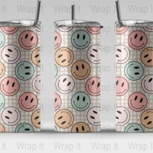 Retro Smiley Faces Tumbler Wrap, 20 oz 30 oz Skinny Wraps, Instant Download, Sublimation tumblers, png digital download