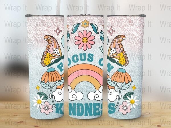 Groovy Retro Kindness Tumbler Wrap, 20 oz 30 oz Skinny Wraps, Instant Download, Sublimation tumblers, png digital download, Tumbler Wrap png