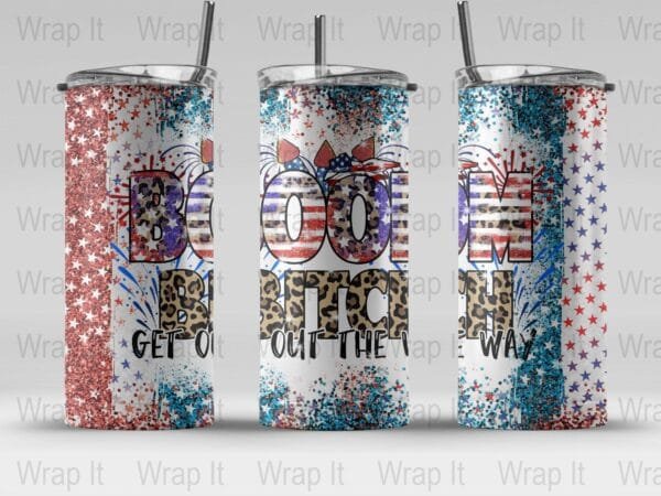 4th of July Stars Boom Tumbler Wrap, 20 oz 30 oz Skinny Wraps, Instant Download, Sublimation tumblers, png digital download