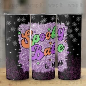 Spooky Mom Halloween Tumbler Wrap, 20 oz 30 oz Skinny Wraps, Instant Download, Sublimation tumblers, png digital download, Halloween Mom