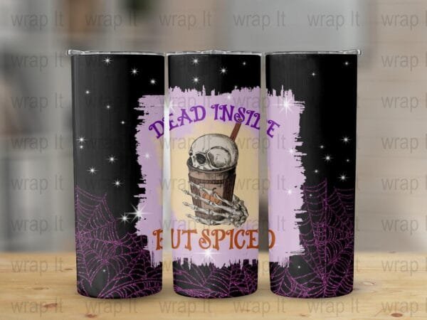 Fall Spiced Halloween Tumbler Wrap, 20 oz 30 oz Skinny Wraps, Instant Download, Sublimation tumblers, png download, Fall Spiced wrap skull