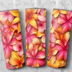 Plumeria Flowers Tumbler Wrap, 20 oz Skinny Wraps, Instant Download, Sublimation tumblers, png digital download, Hawaii Wrap png, Lei Flower