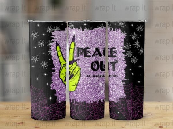 Halloween Peace Out Sanderson Tumbler Wrap, 20 oz 30 oz Skinny Wraps, Instant Download, Sublimation tumblers, digital download, Hocus Pocus