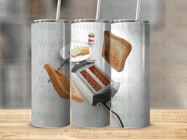 Toaster Tumbler Wrap, 20 oz 30 oz Skinny Wraps, Instant Download, Sublimation tumblers, digital download, 3D Tumbler Wrap png, Eggs Toast