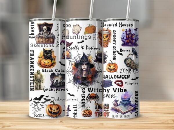 Spooky Season Halloween 20 oz Skinny Tumbler Wrap png, Instant Digital Download, Halloween Tumbler, Spooky Vibes png, Halloween Sublimation