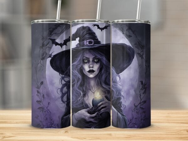 Goth Witch Halloween Tumbler Wrap png, Sublimation Tumbler, Instant Digital Download, Halloween Tumbler, Witch Bats png, 20 oz skinny