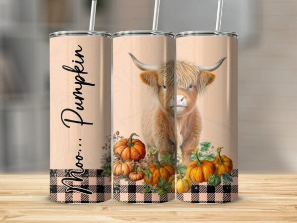 Moo... Pumpkins Cute Heifer Tumbler Wrap png, Sublimation Tumbler, Instant Digital Download, Fall Cow Tumbler, Pumpkins Cow png Wrap