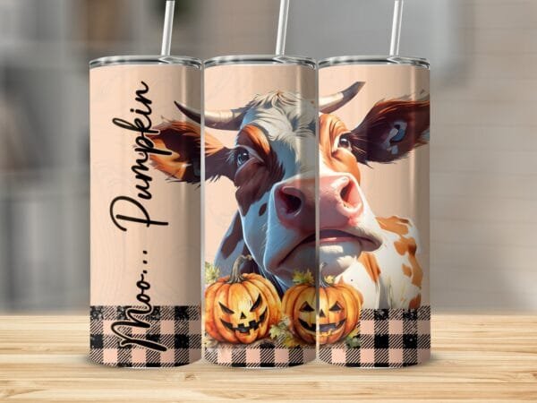 Moo Cow Jack-o-Lanterns Pumpkins Tumbler Wrap png, Sublimation Tumbler, Instant Digital Download, Funny Fall Tumbler Wrap png, Cute Cow png