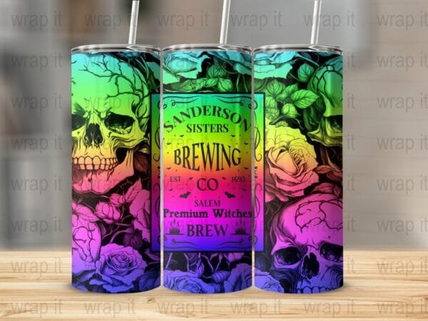 Halloween Sanderson Sisters Brewing Tumbler Wrap PNG , 20 oz Skinny Tumbler, Sublimation Tumbler, Instant Download, PNG Tumbler Wrap, Witch