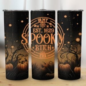 Spooky Bitch Era Halloween Tumbler Wrap PNG, Digital Download, Sublimation png Wrap, Funny Halloween Tumbler, Bitch Wrap png, Pumpkins