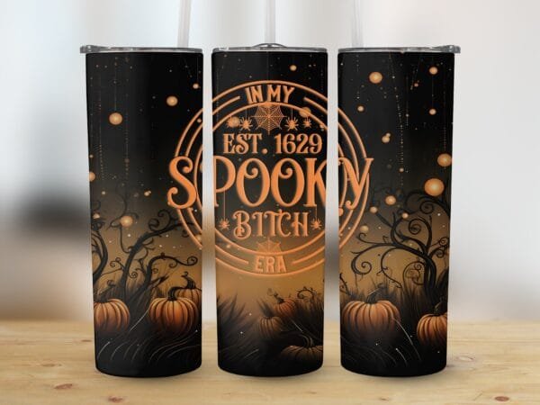 Spooky Bitch Era Halloween Tumbler Wrap PNG, Digital Download, Sublimation png Wrap, Funny Halloween Tumbler, Bitch Wrap png, Pumpkins