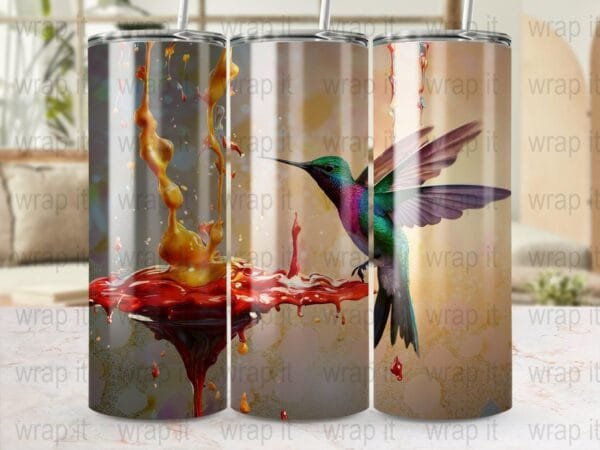 Hummingbird Tumbler Wrap, Digital Download, Sublimation Wrap, Tumbler PNG, Bird png, Hummingbirds Wrap, Paint Splash png, Flowers Floral