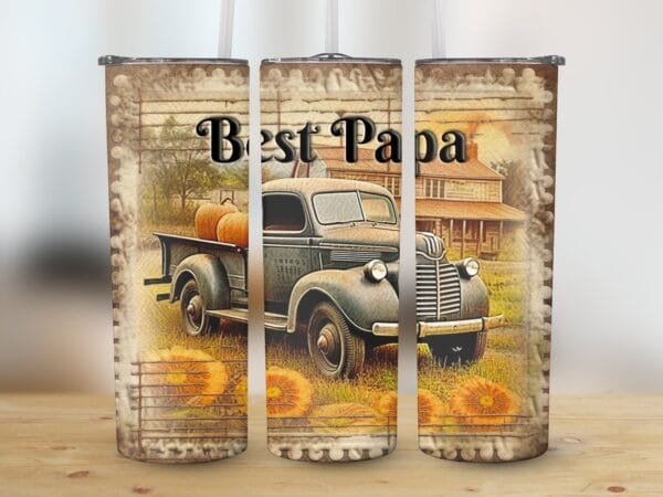 Nostalgic Retro Truck Best Grandfather Tumbler Wrap PNG, Digital Download, Sublimation png Wrap, Best Papa Tumbler, Granddad gift, Grandpa