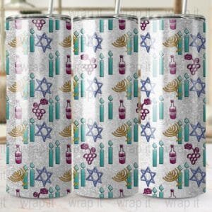 Hanukkah Candles Tumbler Wrap, Digital Download, Sublimation Wrap, Tumbler PNG, Menorah, 20 oz 30 oz Skinny Wrap, Hanukka png, Holiday