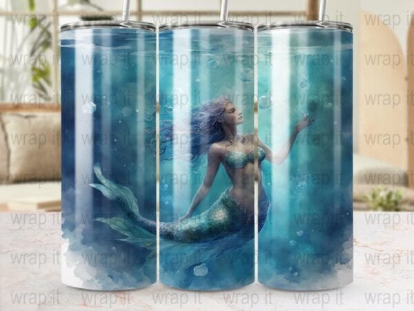 Mermaid Tumbler Wrap, Digital Download, Sublimation Wrap, Tumbler PNG, Mermaids png, 20 oz skinny, 30 oz Wrap, Beach Ocean Tumbler