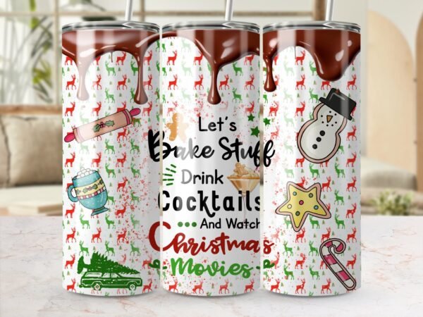 Funny Christmas Vibes Tumbler Wrap PNG Instant Download Sublimation, 20 oz 30 oz Skinny Tumbler, Christmas Movies Baking Tumbler, Cookies