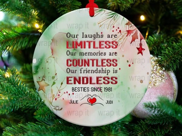 Personalized Best Friends Besties Christmas Ornament Sublimation PNG, Best Friends Since Custom Names Ornament, Friend Gift, Bestie Gift