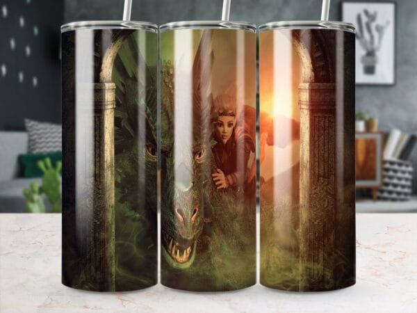 Dragon Fantasy Tumbler Wrap png, 20 oz Skinny Tumbler, Sublimation Design, Instant Digital Download, Fairy Dragon png, Thrones