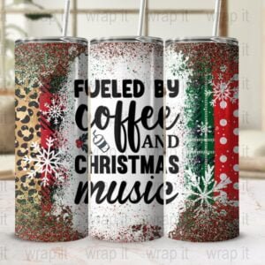 Funny Christmas Coffee Tumbler Wrap PNG Instant Download Sublimation, 20 oz 30 oz Skinny Tumbler, Coffee & Christmas Music Tumbler png