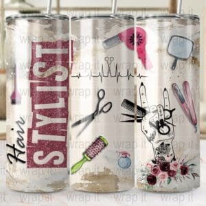 Hair Stylist Tumbler Wrap Sublimation png, 20 oz 30 oz Skinny Tumbler, Instant Download, Hairdresser wrap, Stylist Tumbler, Hair Cutter png