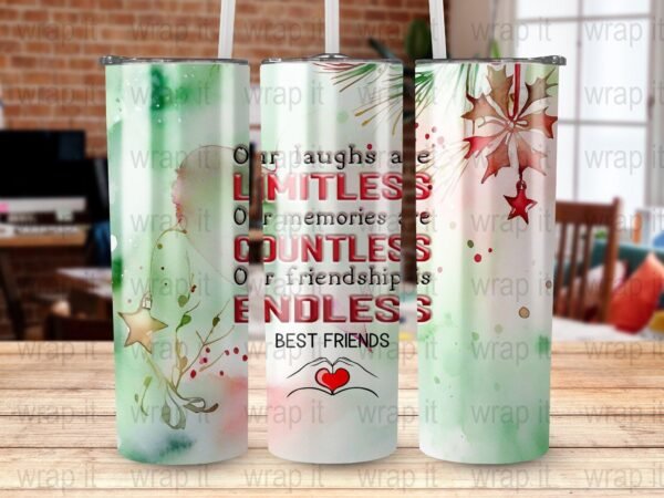 Best Friends Christmas Tumbler Wrap PNG, Sublimation Design, Instant Download, 20 oz 30 oz Skinny Tumbler, Besties Friends BFF Tumbler png