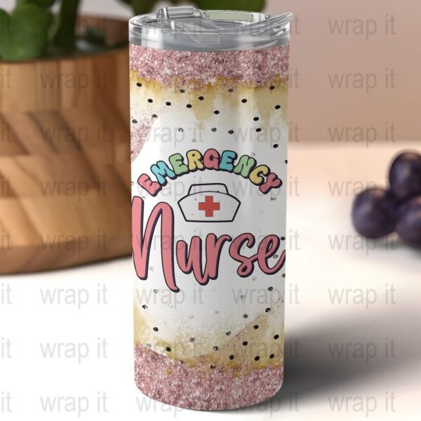 Emergency Nurse ER Tumbler Wrap Sublimation PNG, Instant Download, Nurse Tumbler Gift, Medical png Wrap, Nurse 20 oz 30 oz Skinny Tumbler