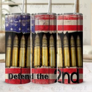 Defend the 2nd Amendment Tumbler Wrap PNG Sublimation, Instant Download, 20 oz Skinny Wrap, 30 oz Tumbler, USA Flag Wrap Tumbler, America