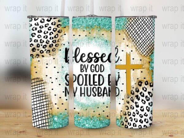 Wife Husband Love Wife Tumbler Wrap PNG Sublimation, Instant Download, 20 oz 30 oz Skinny Tumbler, Christian Bless PNG Wrap, Blessed Wife