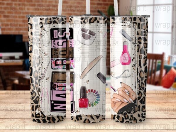 Nail Boss Tech Tumbler PNG Wrap Sublimation, Instant Download, 20 oz 30 oz Skinny Tumbler, Nail Tech Tumbler Sublimation, Manicurist png
