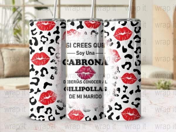 Funny Wife Husband Bitch Spanish Tumbler Wrap PNG Sublimation, Instant Download, 20 oz 30 oz Skinny Tumbler, Funny Cabrona Wrap Tumbler