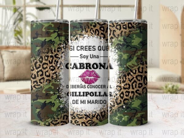 Funny Spanish Bitch Wife Husband Tumbler Wrap PNG Sublimation, Instant Download, 20 oz 30 oz Skinny Tumbler, Funny Cabrona Tumbler Wrap