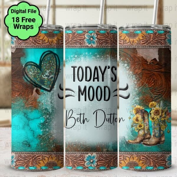 Funny Sarcastic Beth D Today's Mood Tumbler Wrap PNG, Beth D Sublimation, 20 oz 30 oz Skinny Tumbler, Instant Download, Sarcasm Beth Wrap