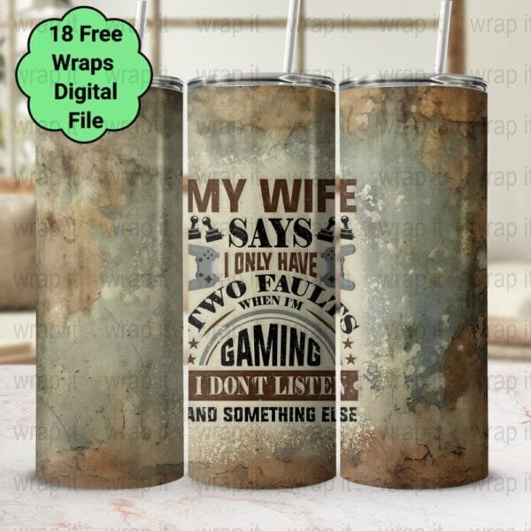 Funny Husband Gamer Gaming Tumbler Wrap PNG, Sublimation Tumbler, 20 oz Skinny Tumbler, Instant Download, Married Marriage PNG