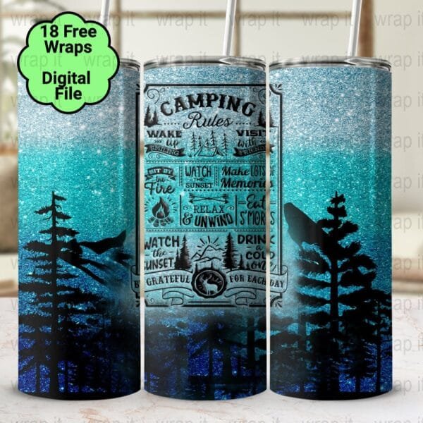 Camping Rules Funny Tumbler Wrap PNG, Sublimation Tumbler, 20 oz Skinny Tumbler, Instant Download, Camp Tumbler Wrap, Camping Camp Rules PNG