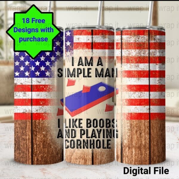 Funny Cornhole Boobs Tumbler Wrap PNG Sublimation, 20 oz 30 oz Skinny Tumbler, Instant Download, Funny Dad Husband Tumbler, Cornhole Tumbler