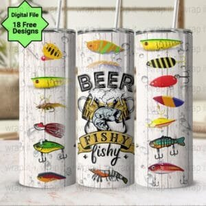 Funny Fishing Beer Fishy Fishy Tumbler Wrap PNG Sublimation, 20 30 oz Skinny Tumbler, Instant Download, Fishing Tumbler Him, Funny Dad Wrap