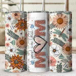 Yes I'm That Mom Mother's Day Flowers Tumbler Wrap PNG, Mothers Day Sublimation, 20 oz 3 oz Skinny Wrap, Mom Gift, Boho Flowers Mama Wrap