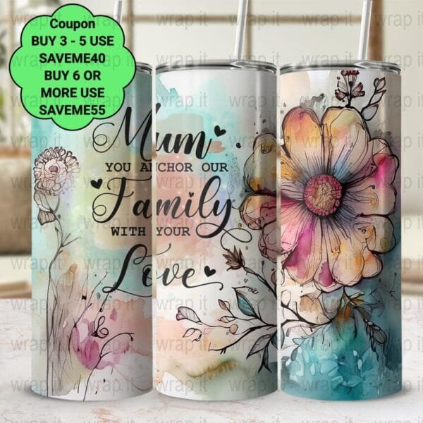 Mum Mother's Day Love Mom Tumbler Wrap PNG, Sublimation Tumbler, 20 oz Skinny Tumbler, Instant Download, Mum Tumbler Wrap Strong Mum png