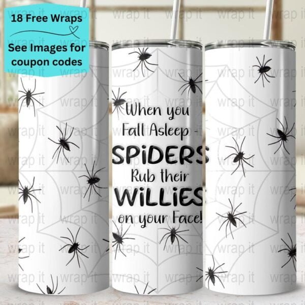 Funny Hate Spiders Tumbler Wrap PNG, Sublimation Tumbler, 20 oz Skinny Tumbler, Instant Download, Spider Web png Tumbler, Love Spiders