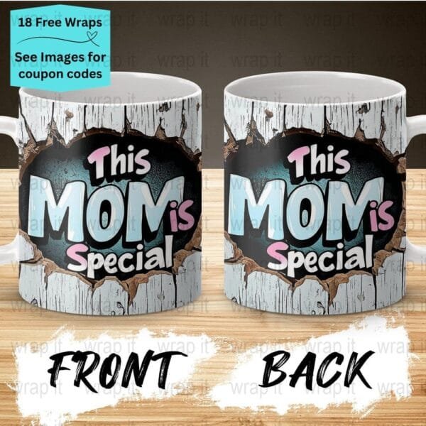 Mom Mama Mother's Day Cracked Wall Mug Wrap Sublimation PNG, 11 oz 15oz Mug, Enamel Camp Cup Wrap, Instant Download, Mom Coffee Mug PNG