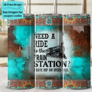 Train Station Rip Country Western Tumbler Wrap PNG, Sublimation Tumbler, 20 oz Skinny Tumbler, Instant Download, Funny Train Tumbler 20ozs