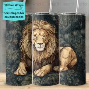 Lion Seamless Africa Tumbler Wrap PNG, Sublimation Tumbler, 20 oz Skinny Tumbler, Instant Download, Lion Animal Tumbler 20 ozs Wrap