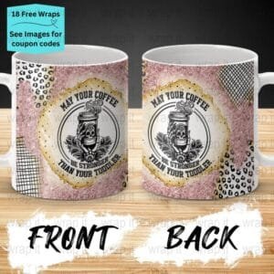 Mom Coffee Caffeine Toddler Mug Sublimation PNG Wrap, 11 oz 15oz Coffee Mug png, Enamel Camp Cup Wrap PNG, Instant Download, Mama mug