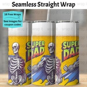 Super Dad Father's Day Daddy Beer Seamless Tumbler Wrap PNG, Sublimation Tumbler, 20 oz Skinny Tumbler, Instant Download, Superman Dad png