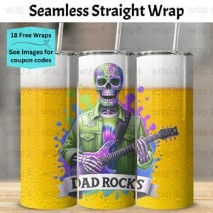 Dad Rocks Father's Day Daddy Beer Seamless Tumbler Wrap PNG, Sublimation Tumbler, 20 oz Skinny Tumbler, Instant Download, Funny Dad Wrap