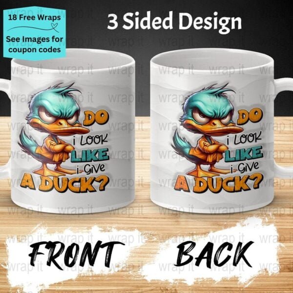 Funny Sarcastic Give a Duck Coffee Mug Sublimation PNG, Enamel Camp Cup Wrap, 15oz Coffee Mug PNG, Funny Mug Wrap, Sassy 11oz Mug PNG