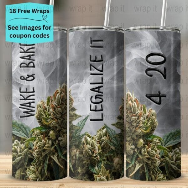 Weed Pot 420 Tumbler Wrap PNG, Sublimation Tumbler, 20 oz Skinny Tumbler, Instant Download, Funny Weed Smoke Tumbler 20 ozs Seamless Wrap