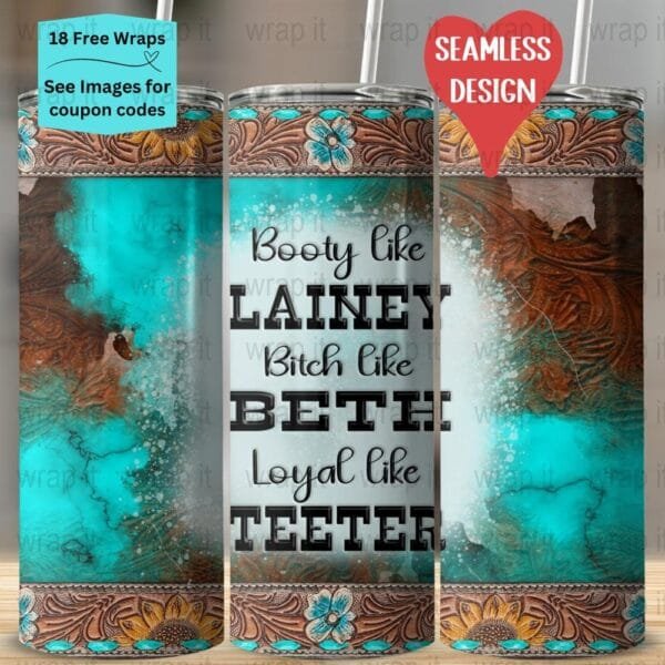 Lainey Beth Teeter Country Seamless Tumbler Wrap PNG, Sublimation Tumbler, 20 oz Skinny Tumbler, Instant Download, Country Music PnG