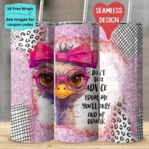 Funny Flamingo Sarcastic Drinking Tumbler Wrap PNG, Sublimation Tumbler, 20 oz Skinny Tumbler, Instant Download, Crazy Bird Tumbler png