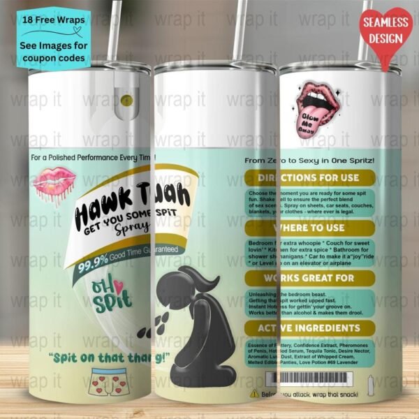 Funny Hawk Tuah Can Seamless Tumbler Wrap PNG, Sublimation Tumbler, 20 oz Skinny Tumbler, Instant Download, Spit on that Thang png